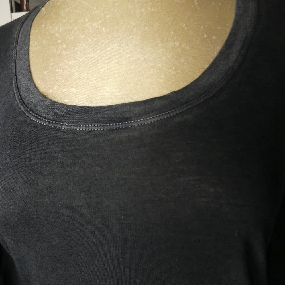 Cotton Citizen Women's S Grey Long Sleeve Burnout Top Scoop Neck Modal & Cotton - Picture 3 of 11